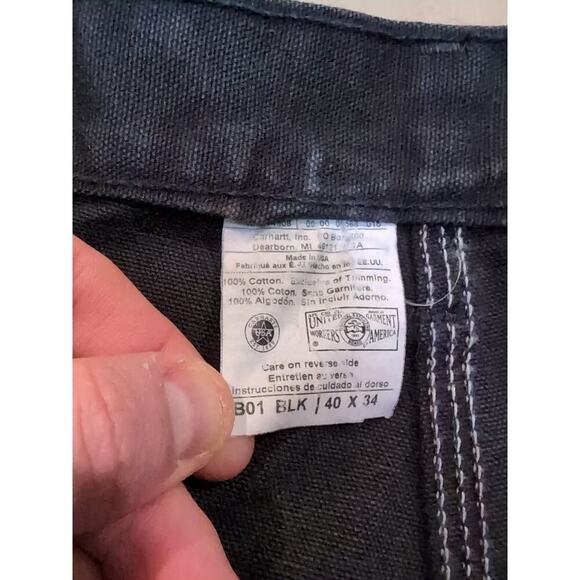 VTG Carhartt B01 BLK Double Knees Mens 40x34 (37x29) Union Made Workwear Canvas - Picture 5 of 7